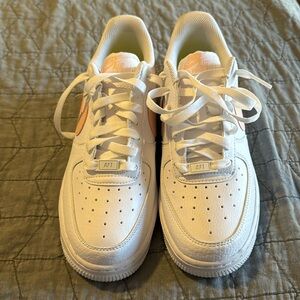 Nike white and pink Air Force
